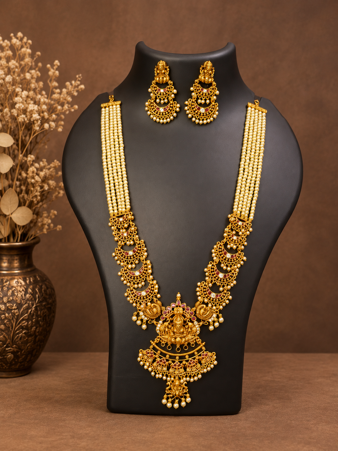 Statement Temple Haram with Lakshmi Pendant