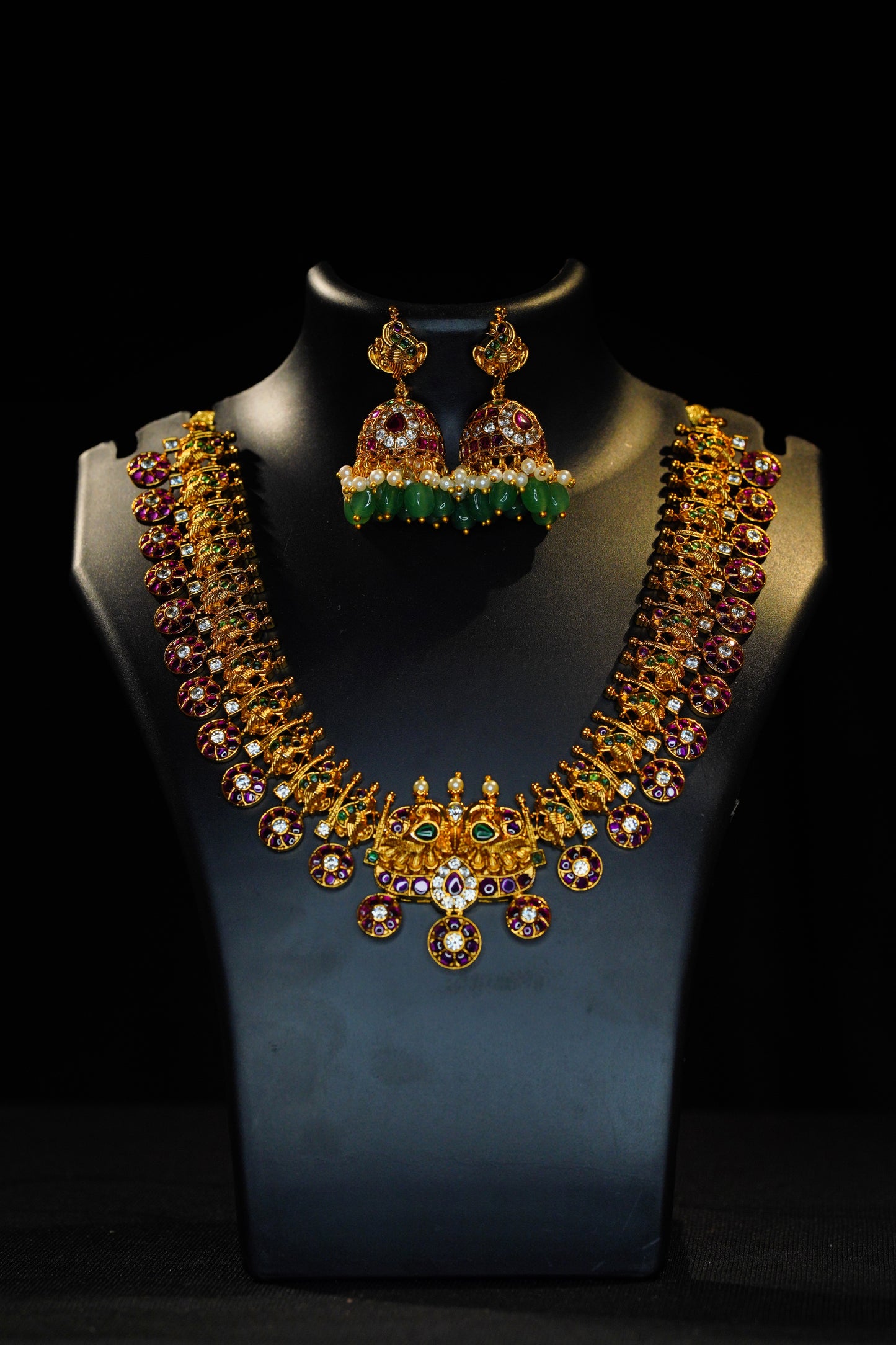 2 in 1 Bottu short necklace with jhumkas