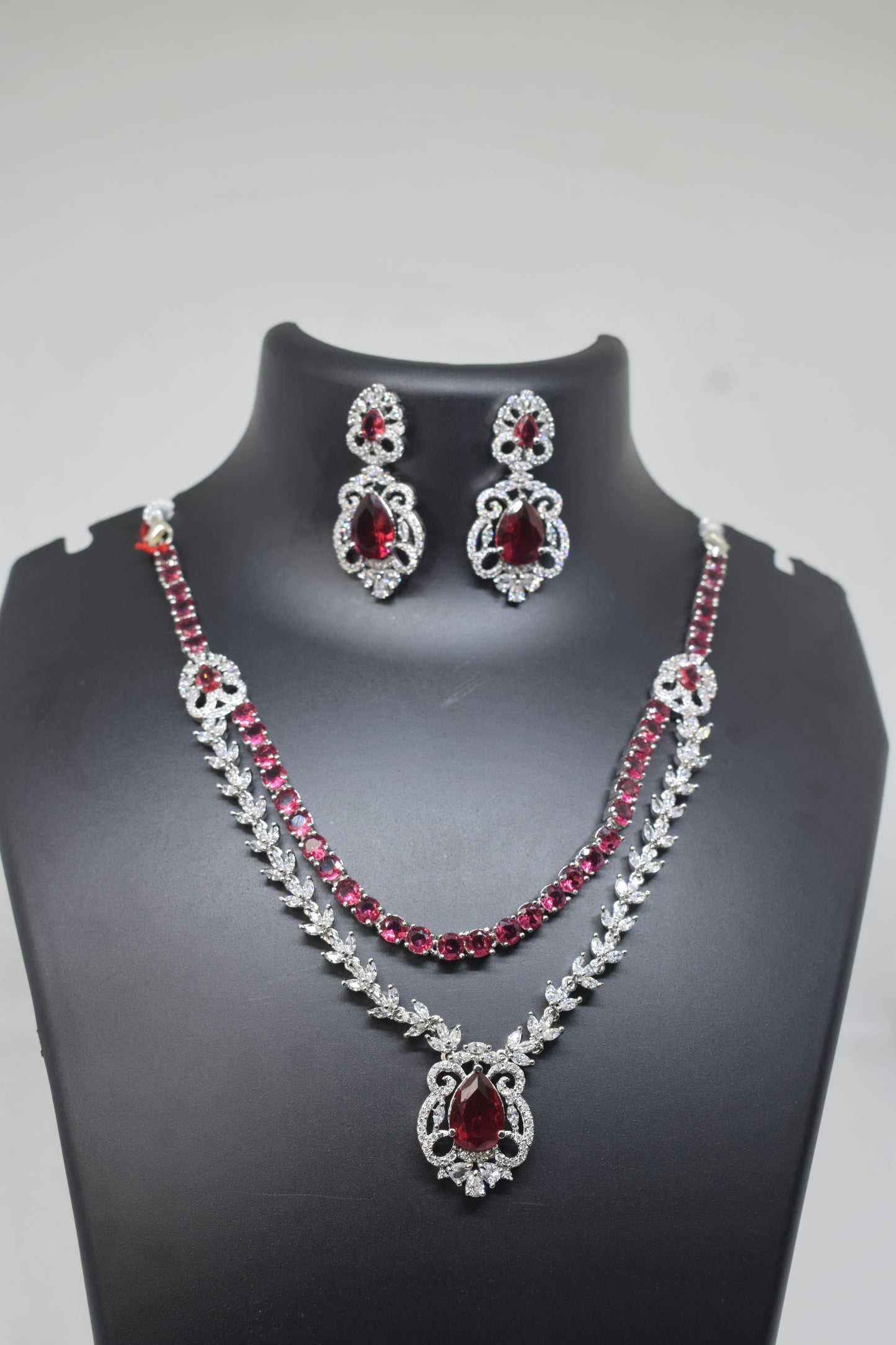 Zircon white Pink Necklace-4