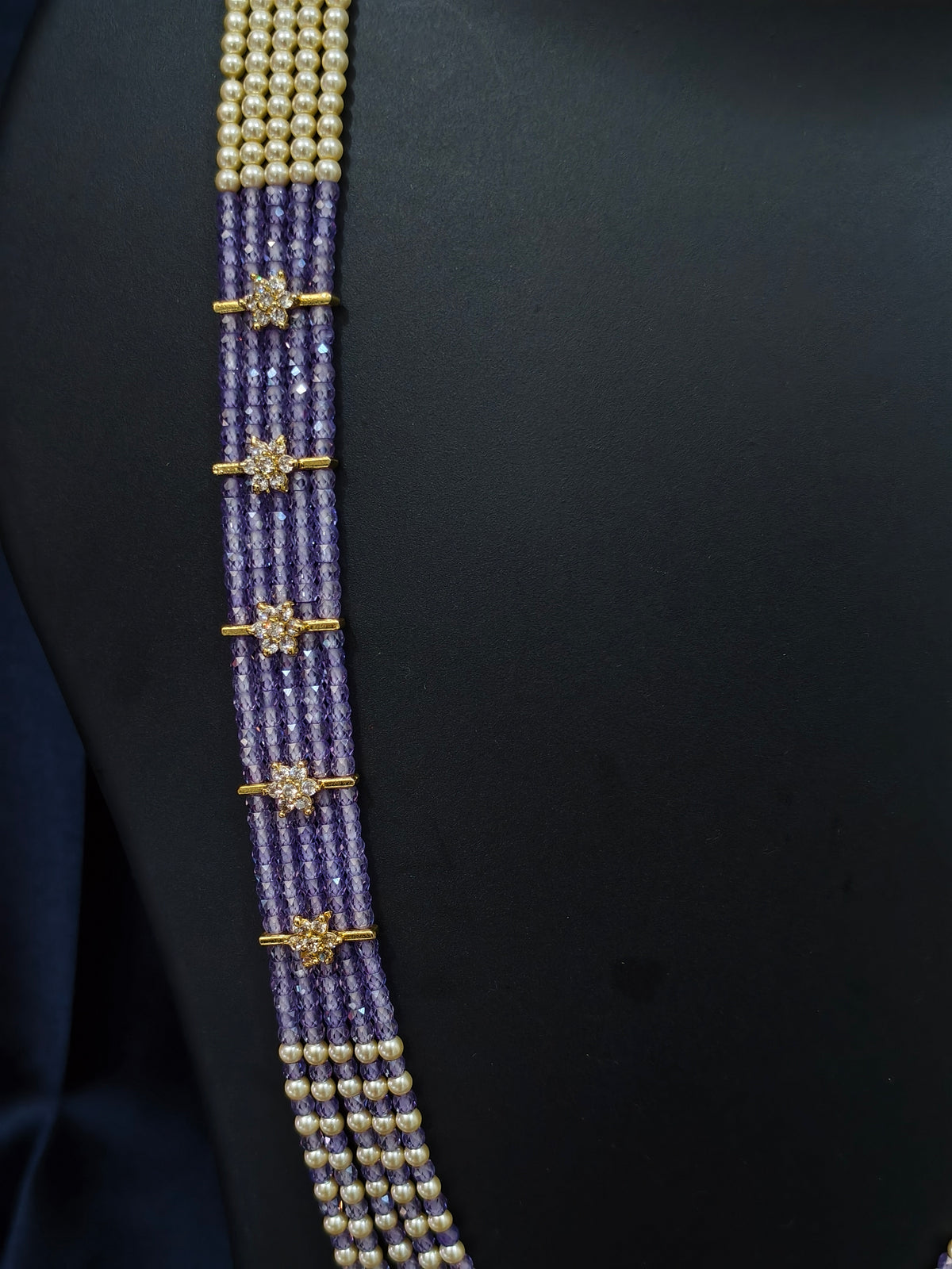 5 Layered Pearl Chain-Lavender