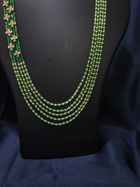 5 Layered Green Floral Mala