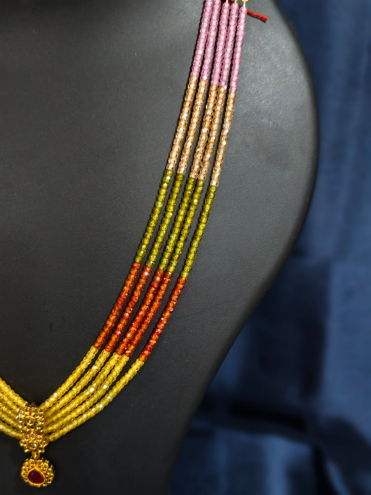 Multicolour Striped Beads Necklace Set