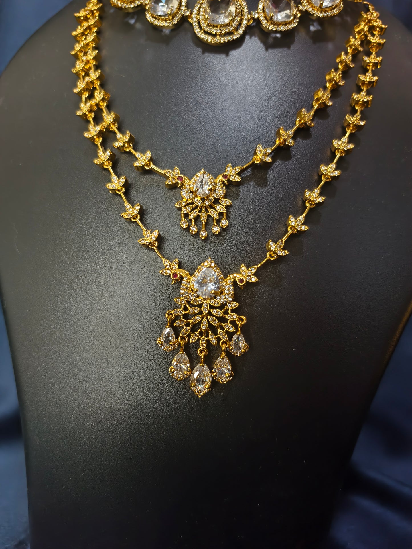 White Stone Combo Necklace Set