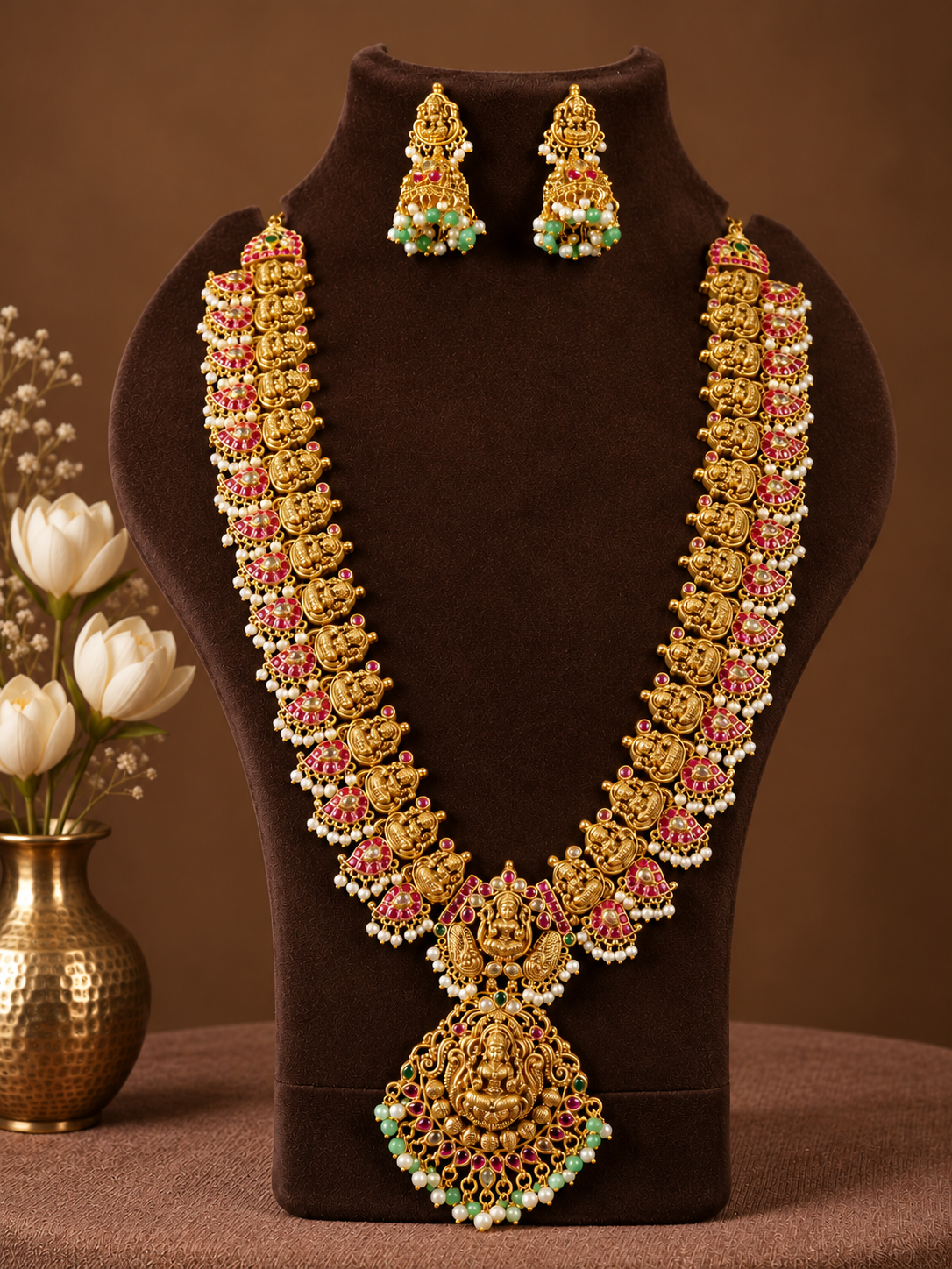 Lakshmi Mnago Long Haram with Pearl Clusters