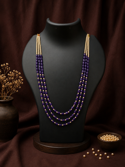 3 Layered Purple Pearl Mala