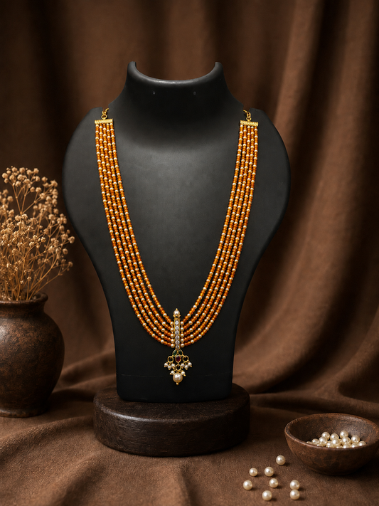 Orange Bead Pendant Necklace