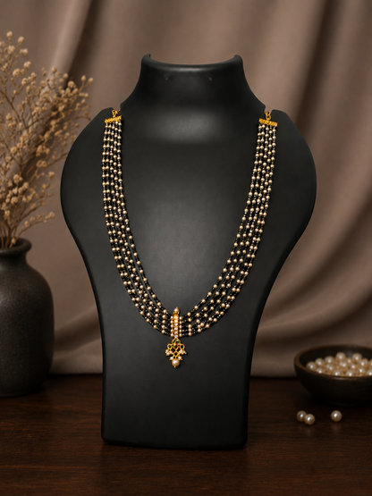 Black Bead Pendant Necklace