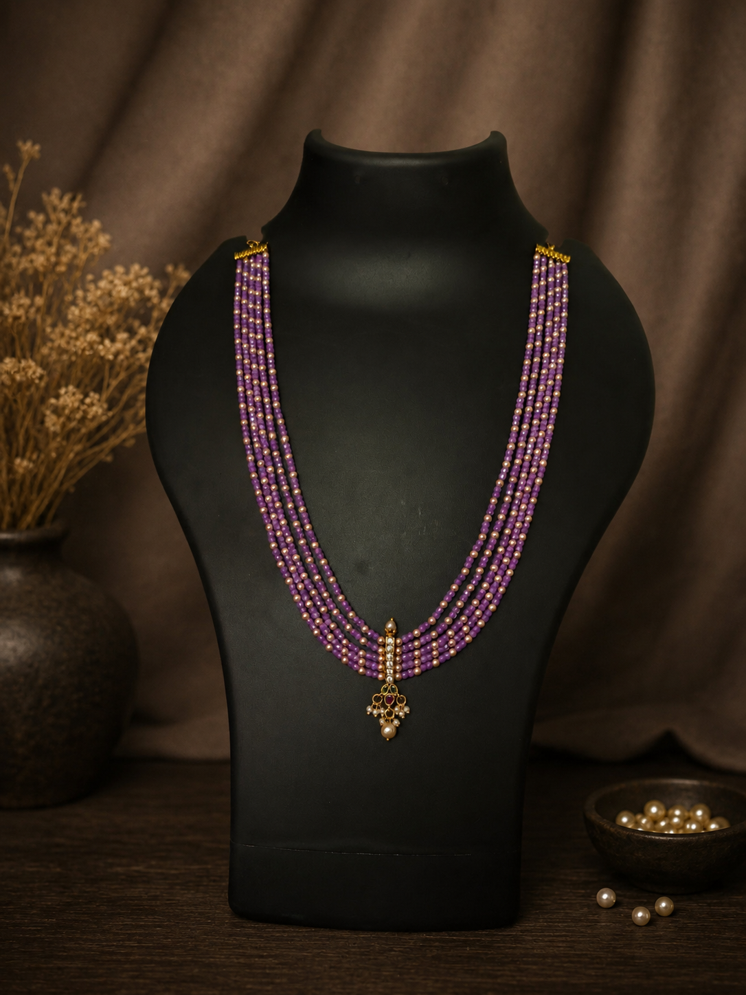 Purple Bead Pendant Necklace
