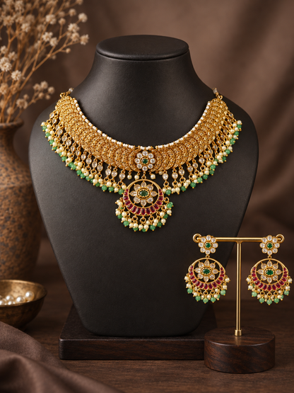 Multicolor Statement Choker with Chandbali Earrings