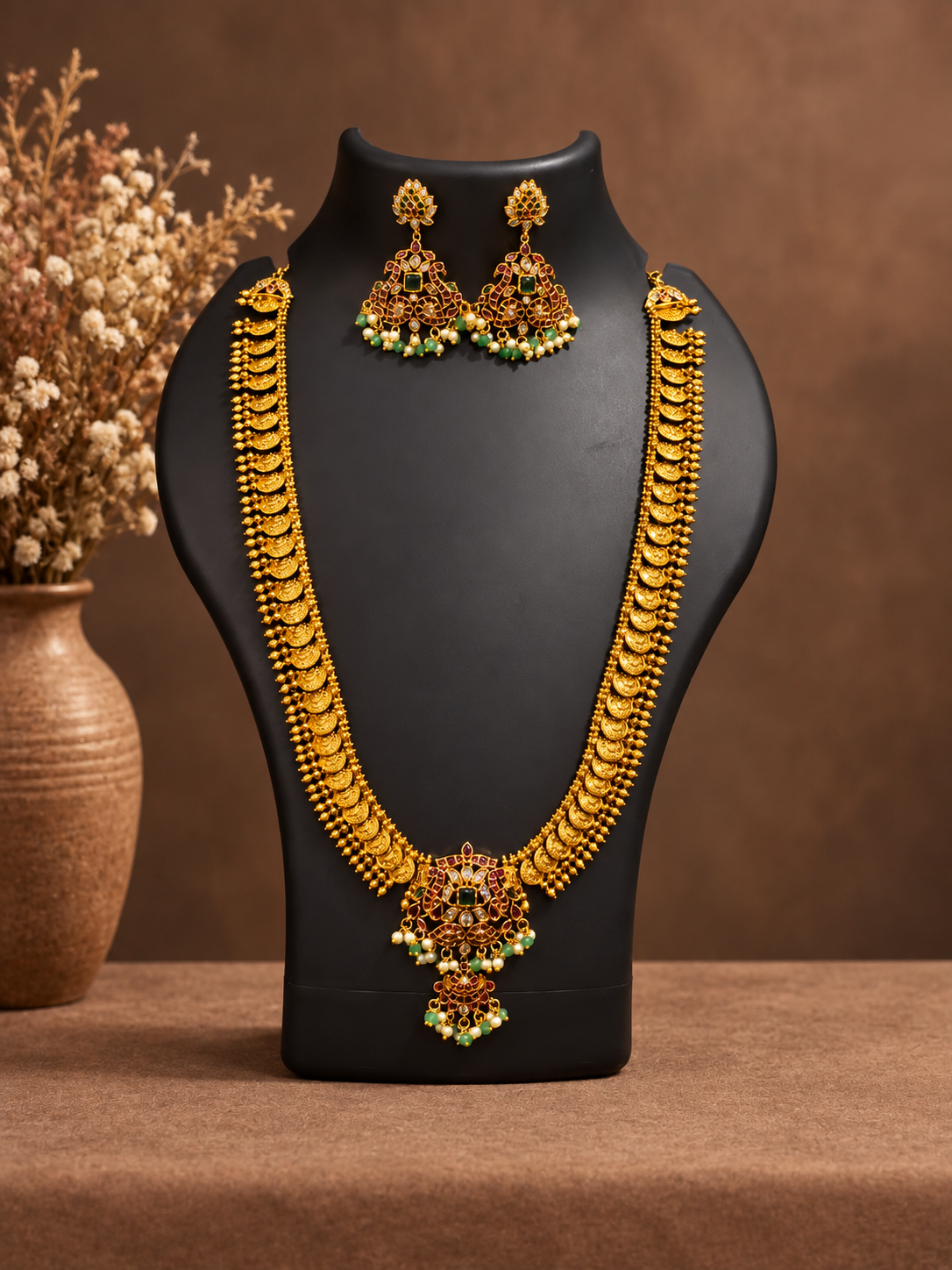 Peacock Motif Haram Necklace Set