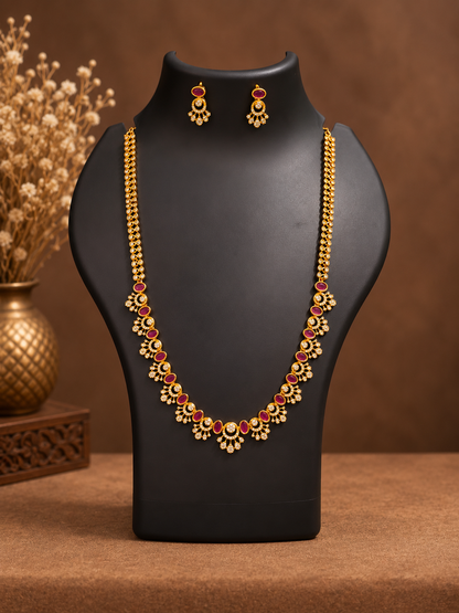 Ruby Fan Link Haram Necklace Set