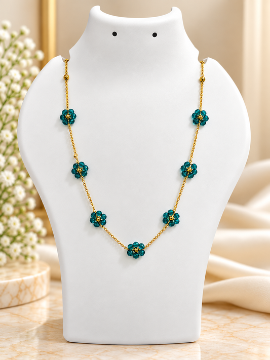 Teal Green Flower Bead Chain