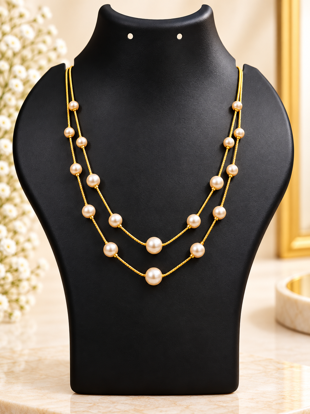 Double Layer Pearl Gold Chain
