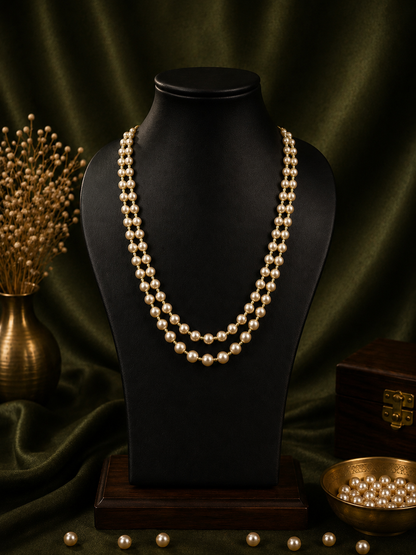 2 Layered pearls-Mehendi Green