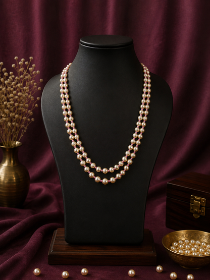 2 Layered pearls-Baby pink