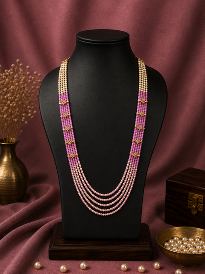5 Layered Pearl Chain-Pink