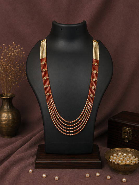 5 Layered Pearl Chain-Orange