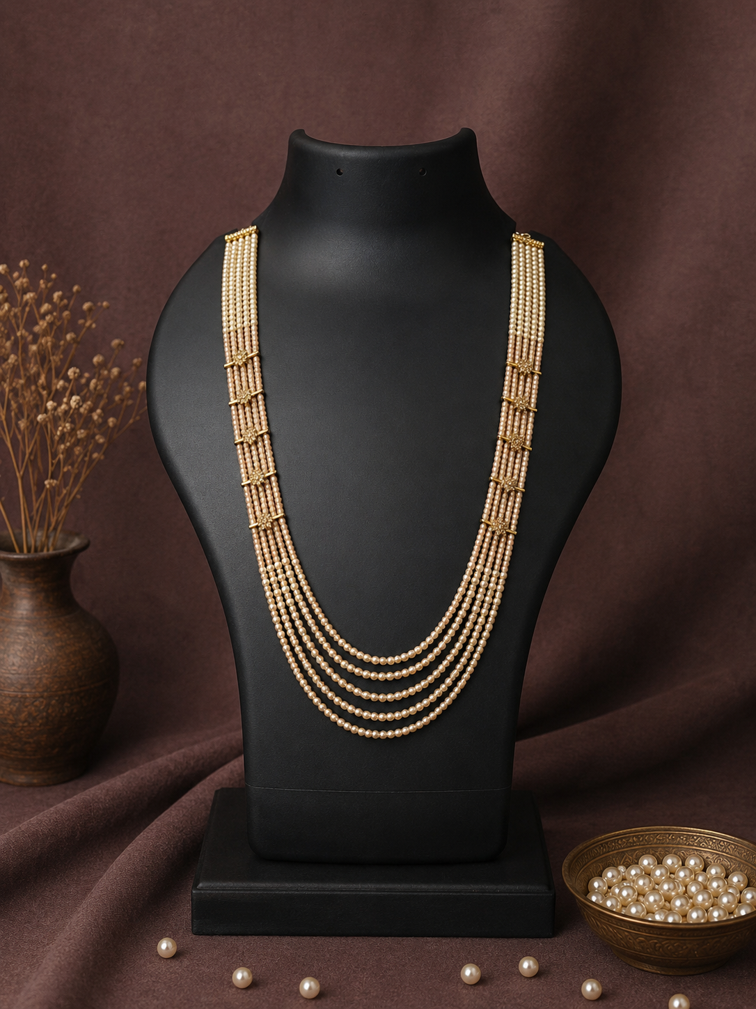 5 Layered Pearl Chain-Honey