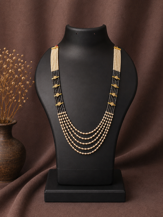 5 Layered Pearl Chain-Black