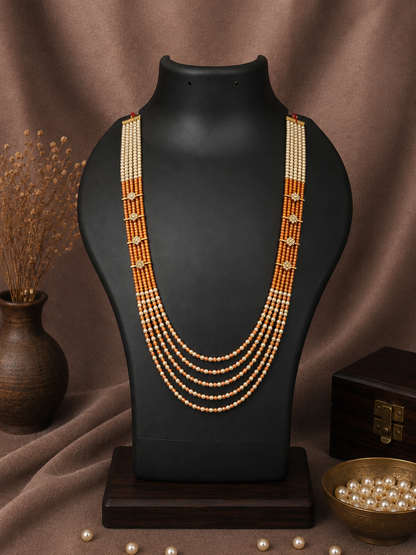 5 Layered Pearl Chain-Light Orange