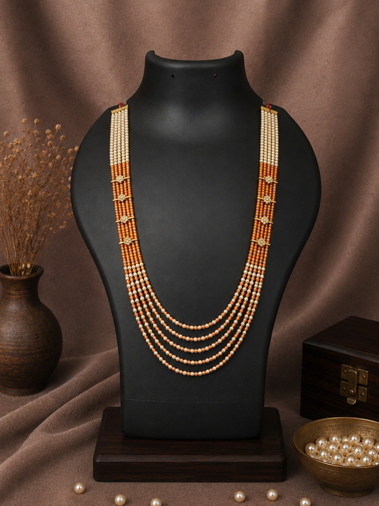 5 Layered Pearl Chain-Light Orange