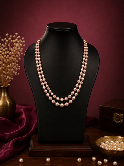 2 Layered pearls-Hot pink