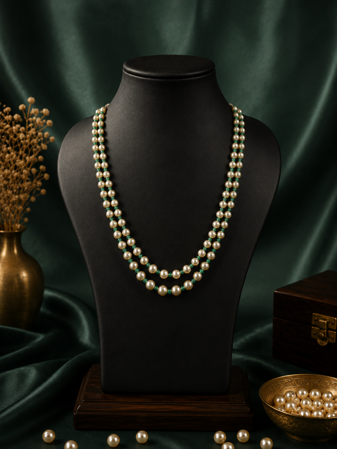 2 Layered pearls-Green