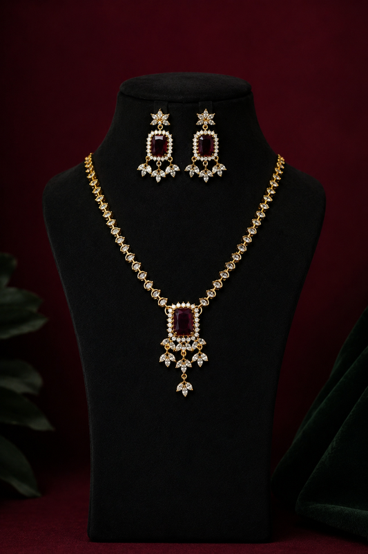 White Ruby stones necklace
