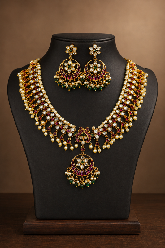 Multi colour pearl necklace