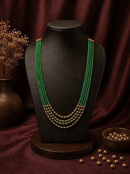 4 Layered Green Gold Mala