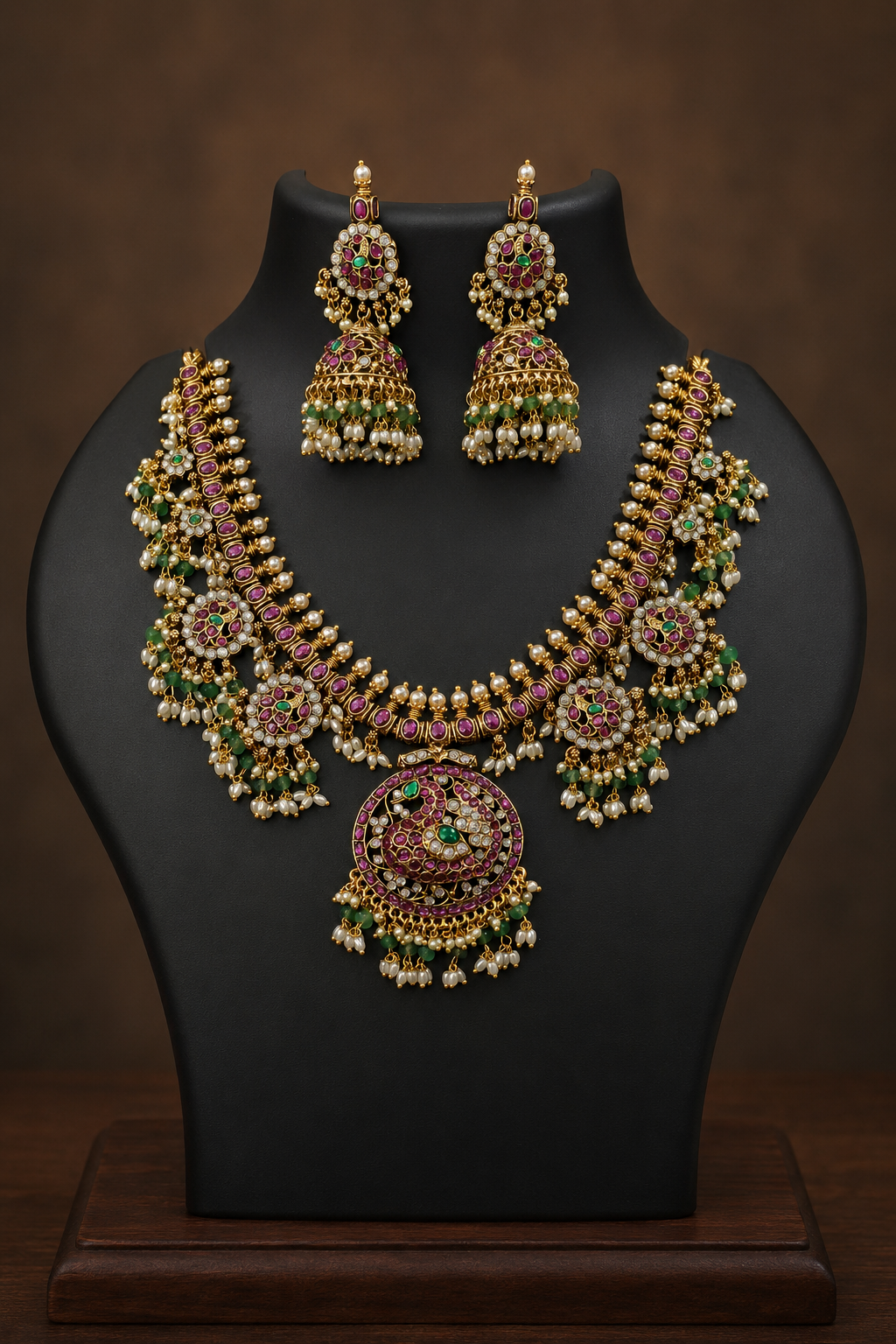 Gutta Poosalu Necklace with Jhumkas