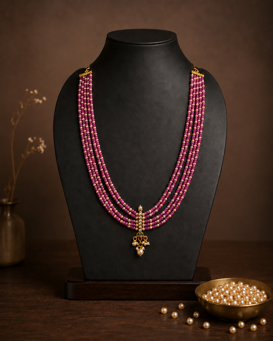 Pink Bead Pendant Necklace