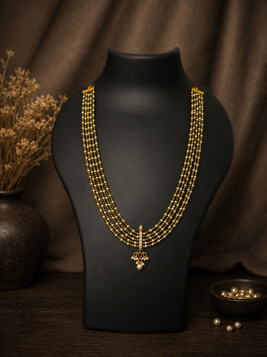 Mehendi Green Bead Pendant Necklace