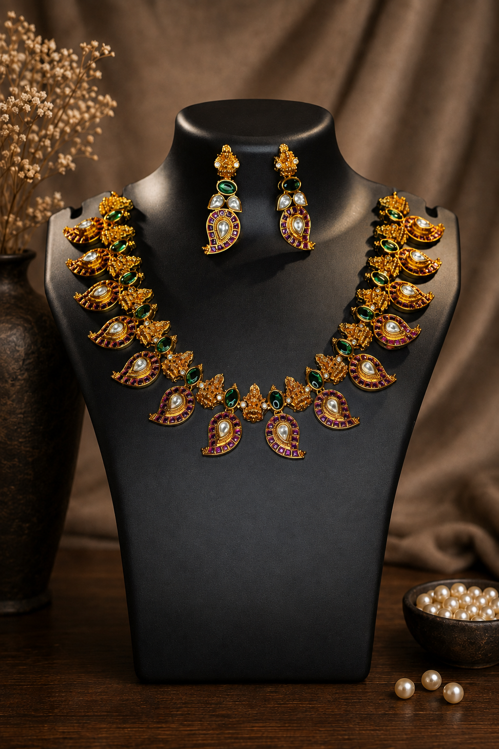 Lakshmi and mango necklace