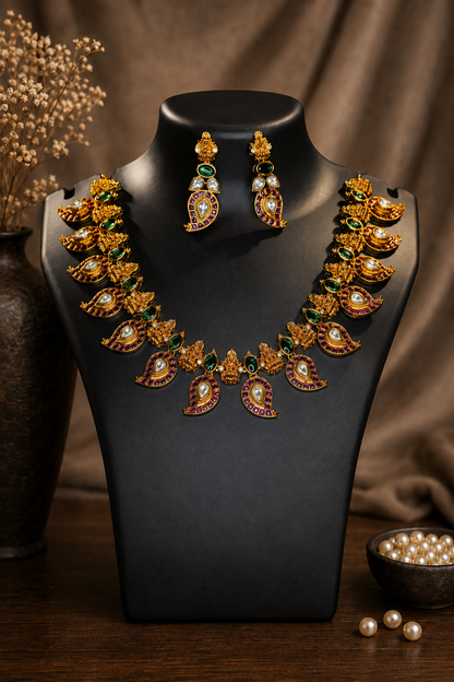 Lakshmi and mango necklace
