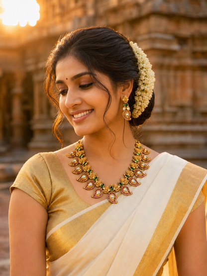 Lakshmi and mango necklace
