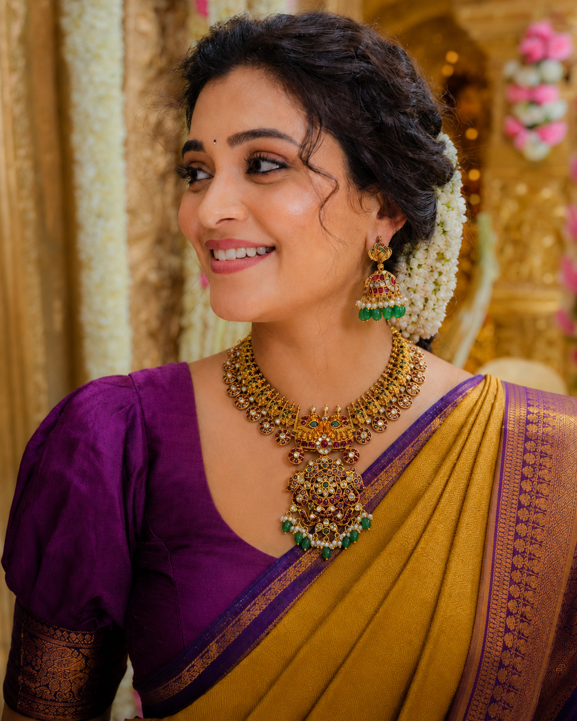 2 in 1 Bottu short necklace with jhumkas
