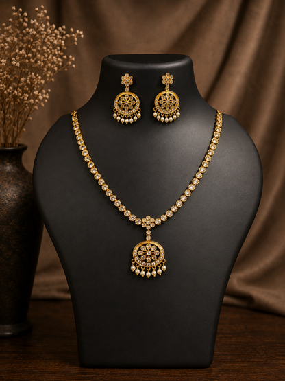 Vintage White Stone Necklace Set