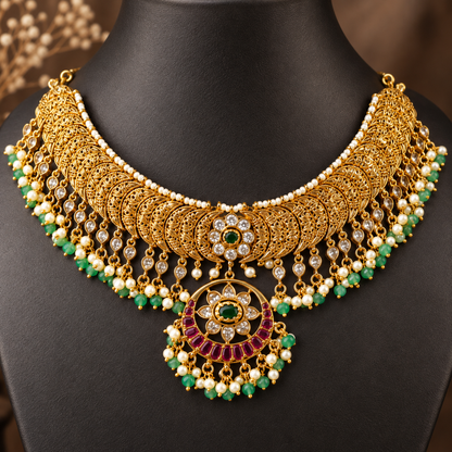 Multicolor Statement Choker with Chandbali Earrings