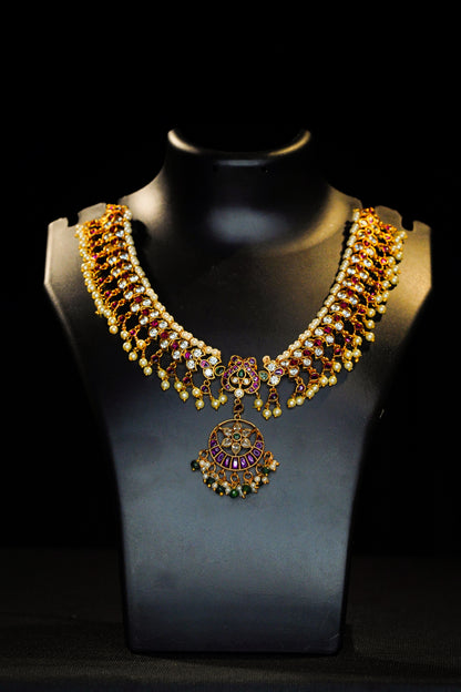 Multi colour pearl necklace