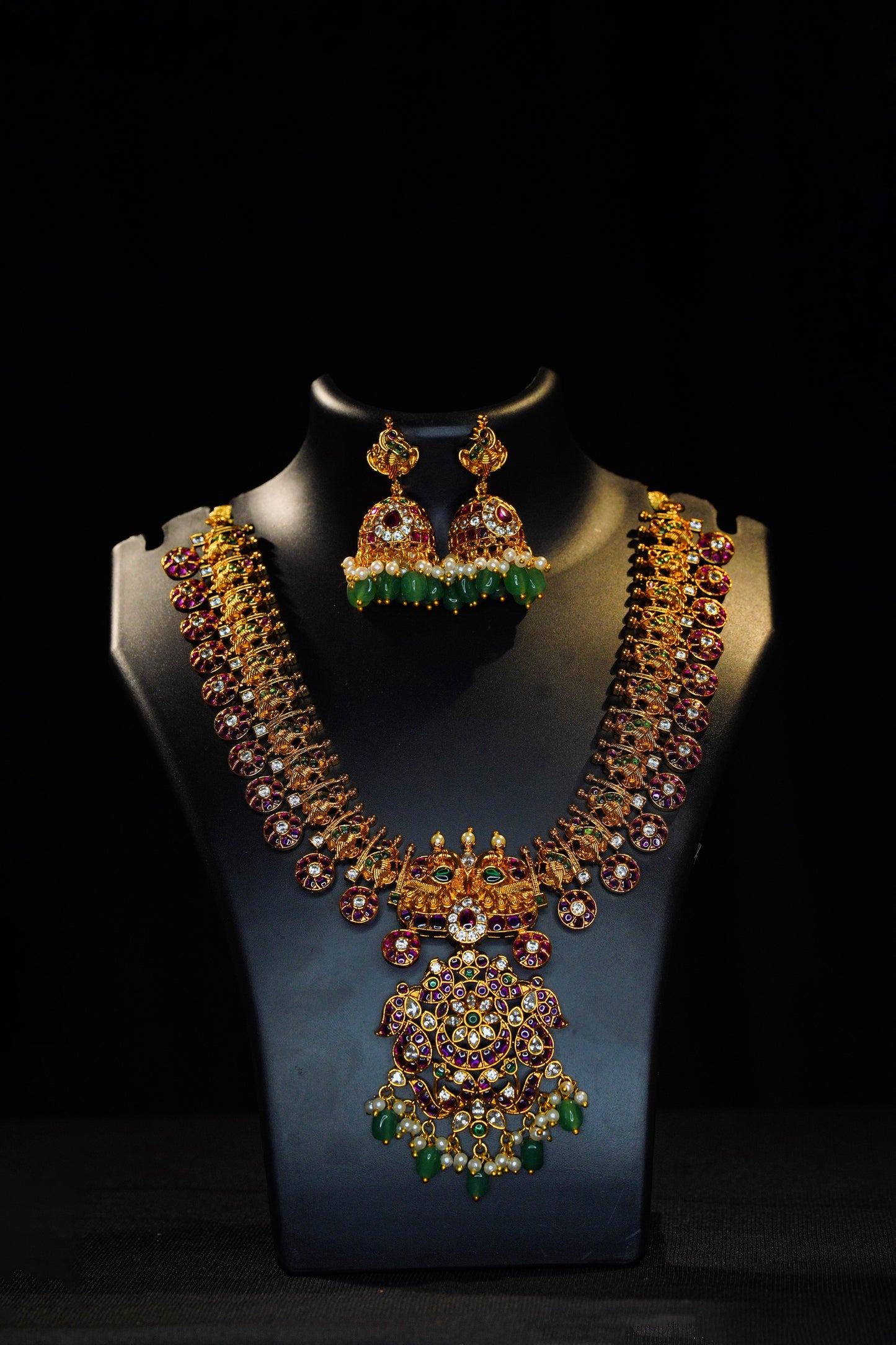 2 in 1 Bottu short necklace with jhumkas
