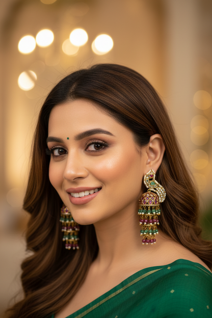 Peacock 3 steps Jhumkas