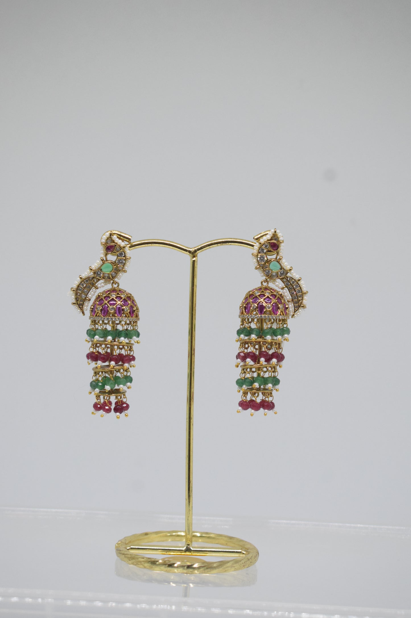 Peacock 3 steps Jhumkas