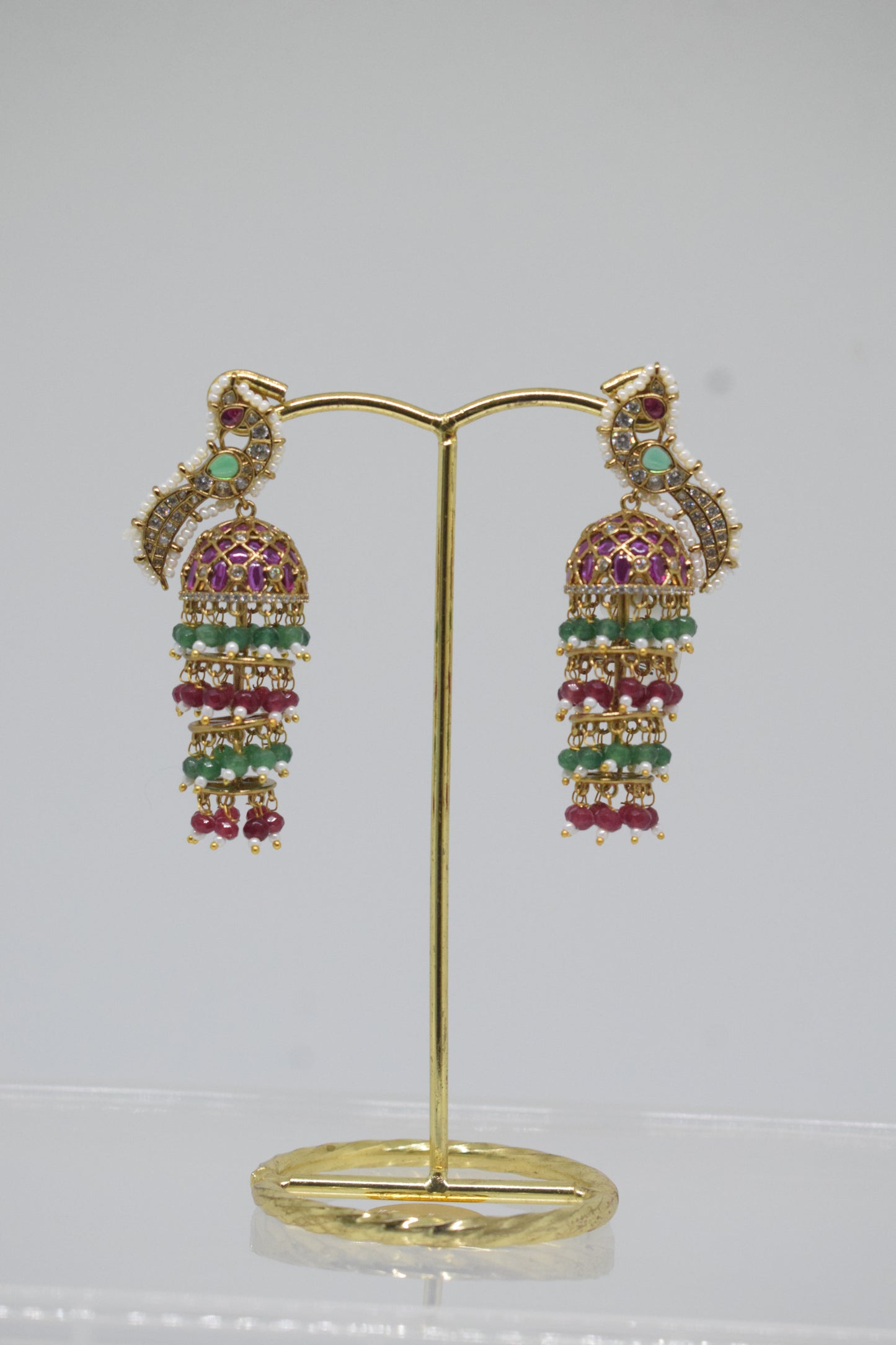 Peacock 3 steps Jhumkas