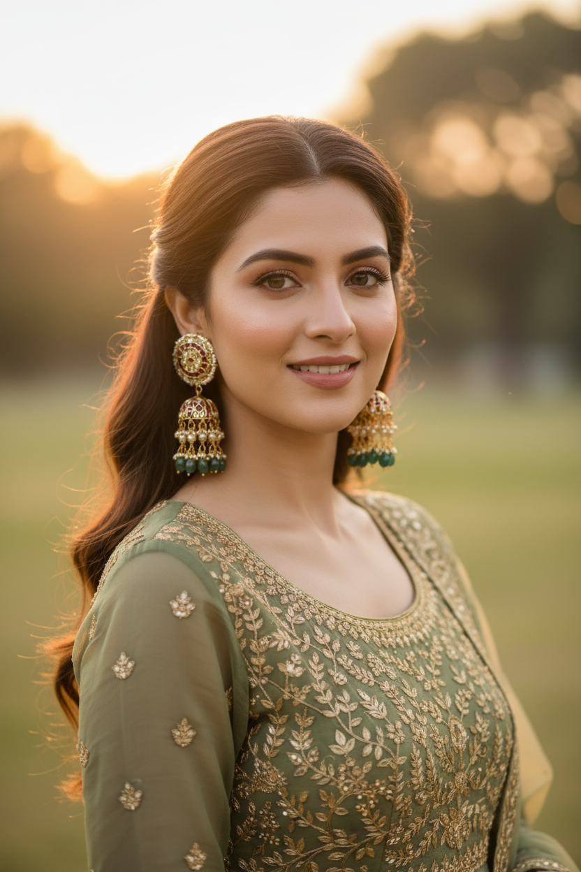 Jadau Kundan Long jhumkas