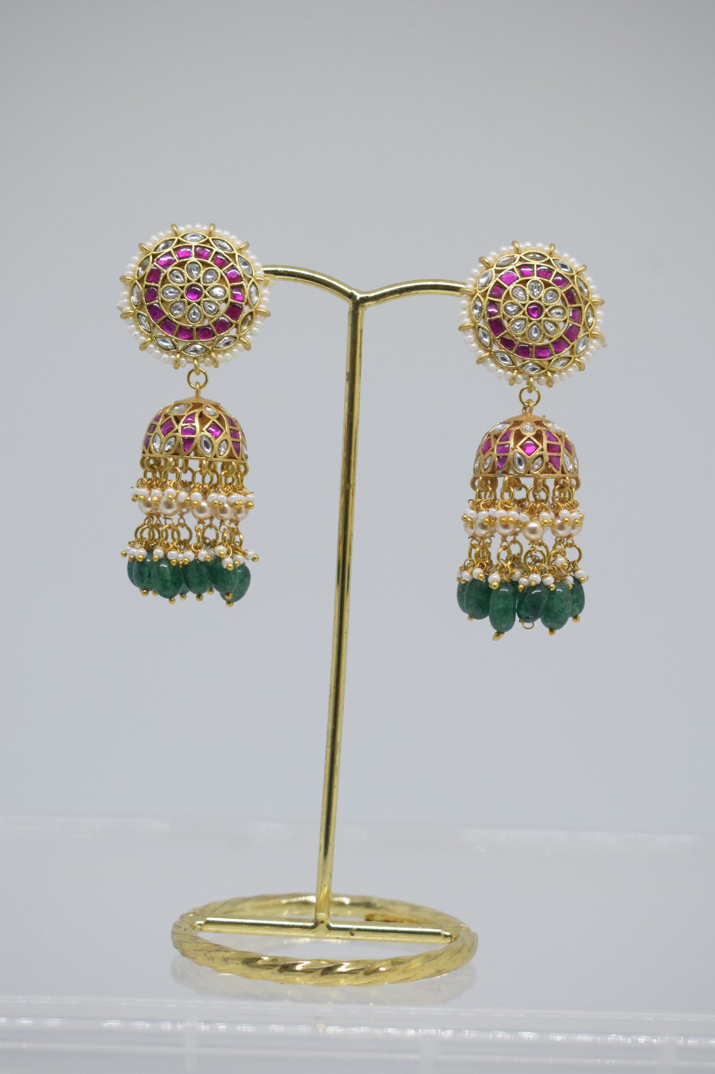 Jadau Kundan Long jhumkas