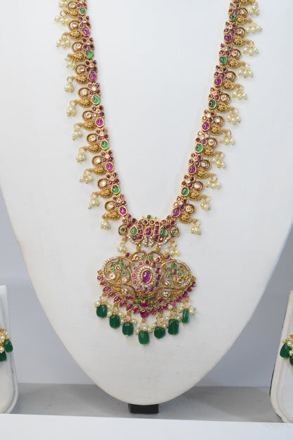 Multi colour Long chain with earrings