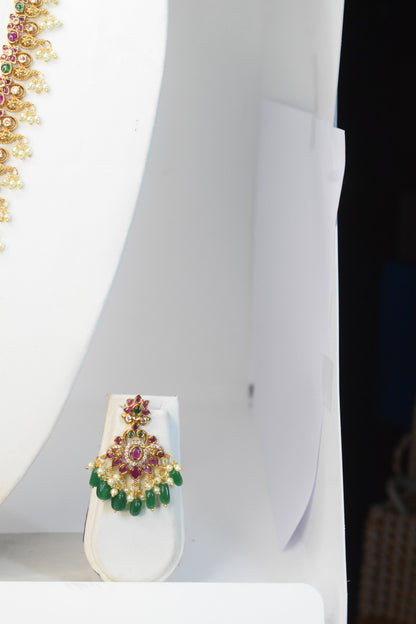 Multi colour Long chain with earrings