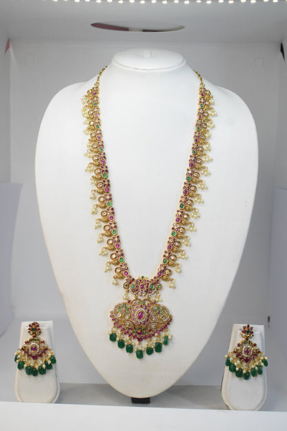 Multi colour Long chain with earrings