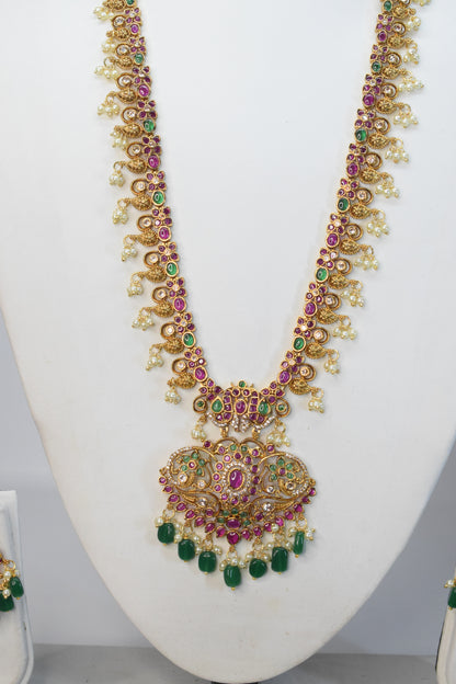 Multi colour Long chain with earrings